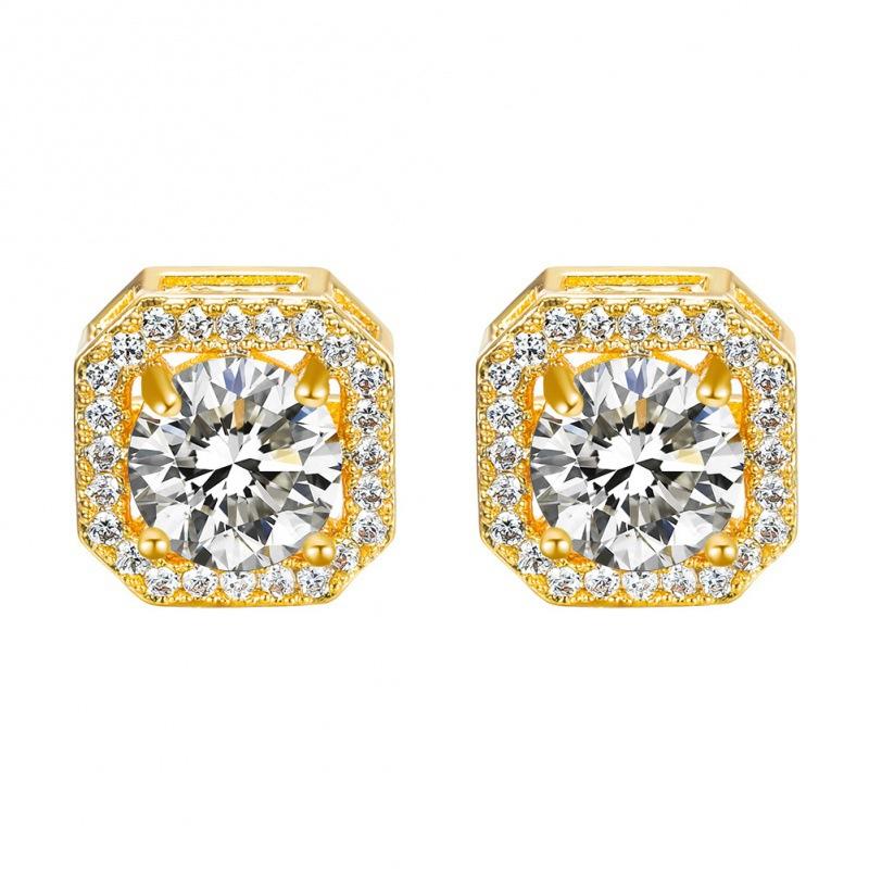 Hot-selling crystal zircon stud earrings slightly inlaid with white diamonds, fashionable and simple earrings for women