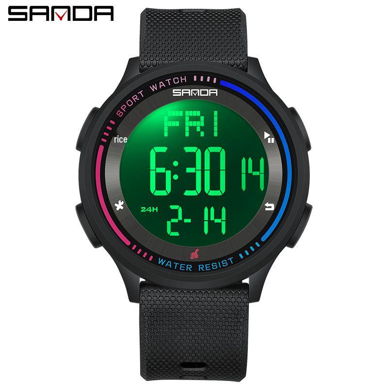 Orologio Sveglia Luminoso Sanda Ultra-Sottile: Elegante, Impermeabile e Multifunzionale con Numeri Grandi per Uomini e Donne