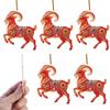 2D Flat Goat Hanging Ornament Acrylic Artificial Rhinestone Goat Pendant Simulation Shining Christmas Tree Ornament
