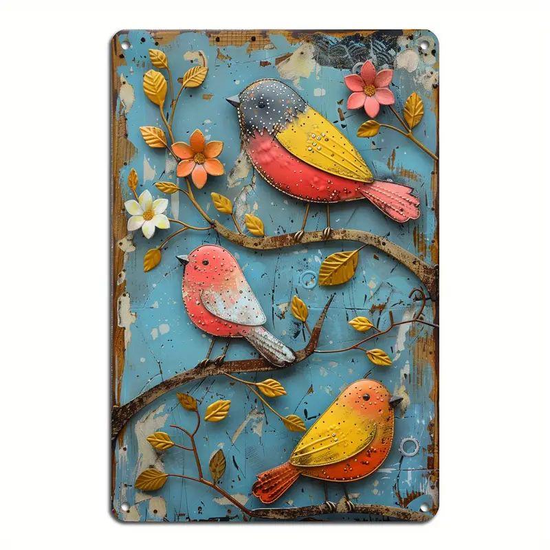 Metal Tin Poster Pastoral Birds Metal Tin Signs Posters Plate Wall Decor for Bars Restaurant Cafe Clubs Retro Posters Plaque