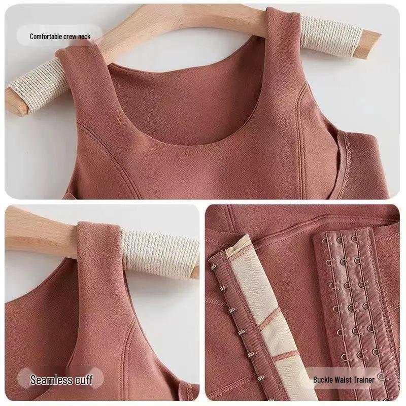 Women's Thermal Fleece Vest: Waist-Slimming Shapewear, No Bra Needed, Constant Temperature, Fleece-Lined, Thickened Underwear