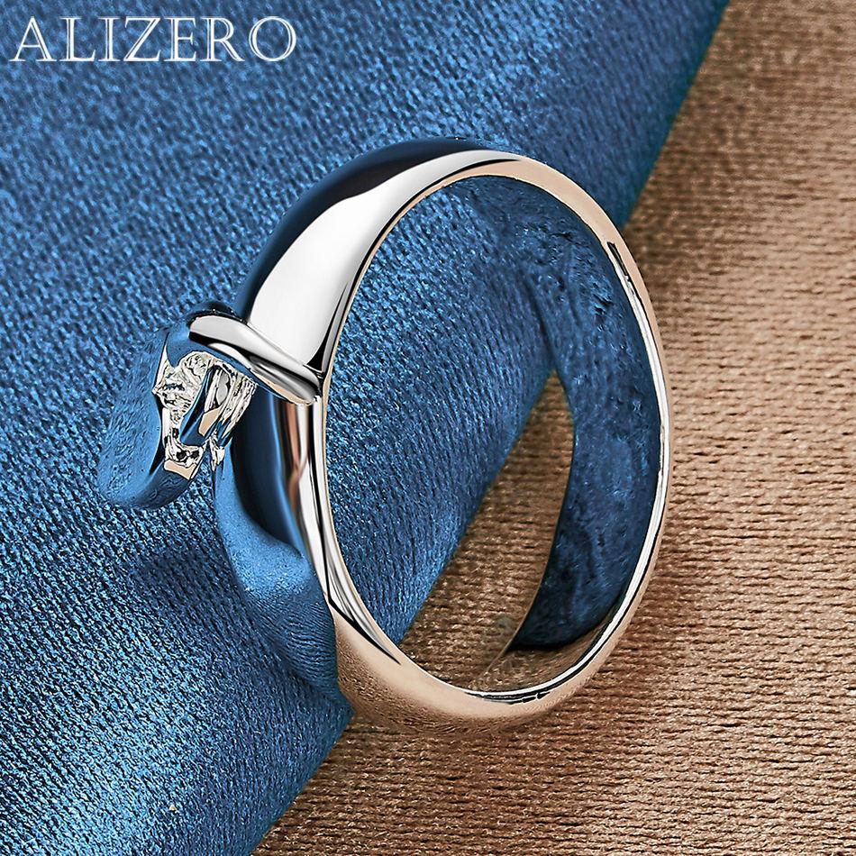 ALIZERO 925 Silver Ring Heart Lock Ring For Women Man Wedding Engagement Gifts Fashion Party Charm Jewelry
