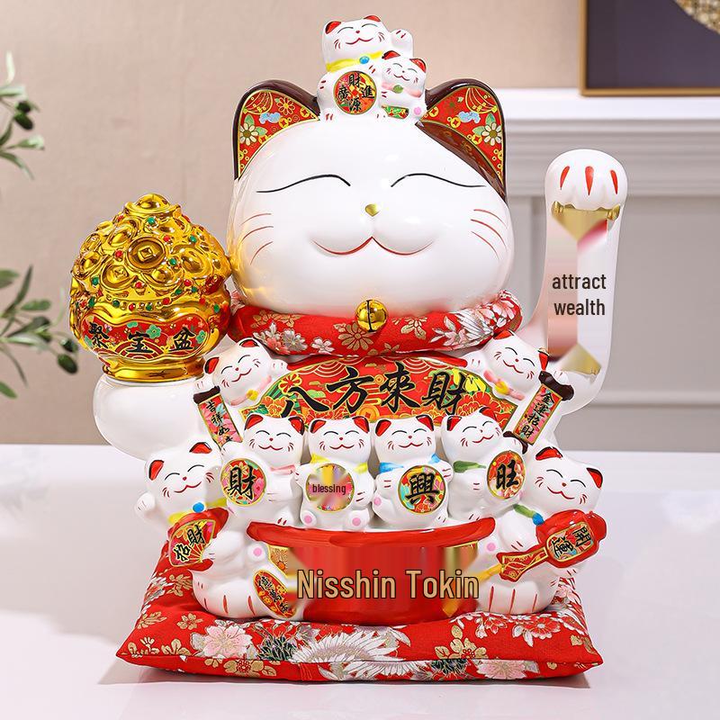 Large Lucky Cat Maneki-neko Ornament Shop Decoration for Home or Cashier Counter Opening Gift