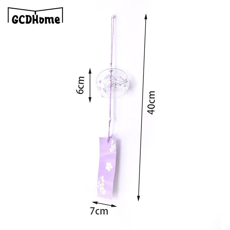 1pcs Romantic Crafts Japanese Cherry Blossom Glass Wind Chimes Bells Home Garden Office Ornament Indoor Window Hanging Decor