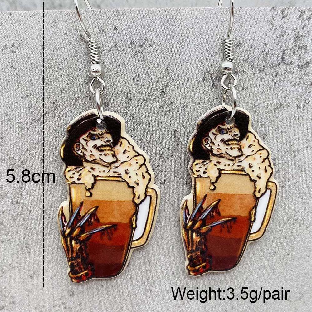 Женские акриловые серьги на Хэллоуин с черепом и рождественским напитком