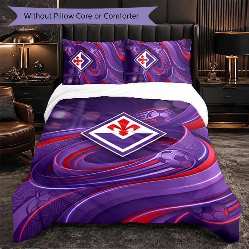 Fiorentina FC Themed Bedding 3Pcs Duvet Cover Set Decorative Bed Linen For Teen Room Home Decoration