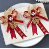 Forest Style Chinese Wedding Corsage Set: Bowknot Brooches for Groom, Bride, and Parents