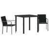 Garden Dining Set 3 Pcs Black and Grey PE Rattan