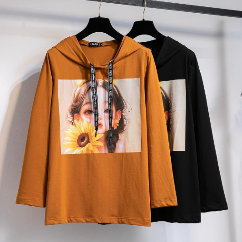 Autumn Hoodie Women's Plus Size Long Sleeve Pullover Casual Bottom Shirt