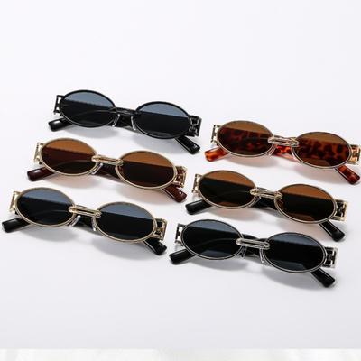 Luxury Vintage Durable Metal Metal Spectacle Frame Frame Elliptical Frame Punk Fashionable Street Photo Sun Glasses Glasses for Men and Womens