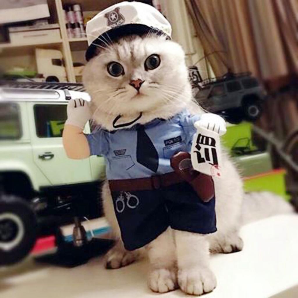 Polyester Sladký mazlíček Halloweenské oblečení Pokuta Policie Vzpřímený kostým Převlek pro kočky psy(S)