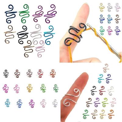 10/14/15 Pcs Snake Shape Crochet Tension Rings Open Finger Rings Adjustable Crochet Rings