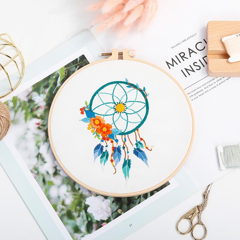 Diy Handmade Embroidery Material Bag, Wind Chime Embroidery Kit, Beautiful Fairy Tale Feathers European Style without embroidery stretcher