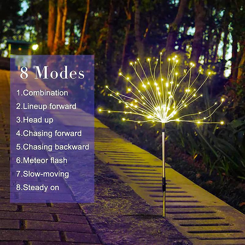 1 Pack Solar Fireworks Lights Outdoor,Holiday Lighting Firework Lights For Garden Patio,Halloween,Christmas,Wedding,Wall Decor