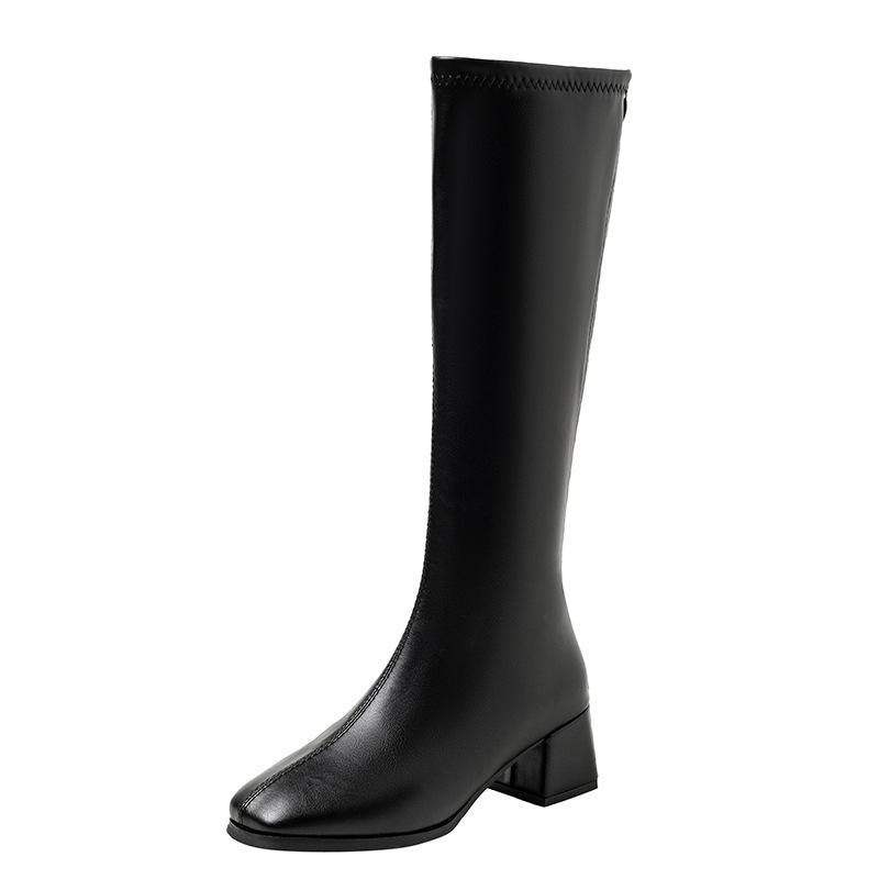 But knee boots women's spring and autumn new high knight boots square head thick heel medium heel thin long boots