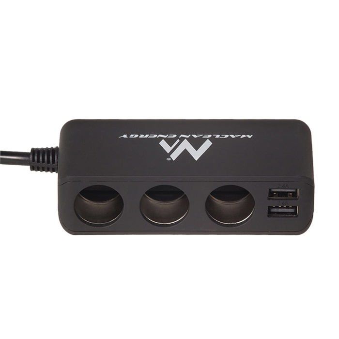Prise allume-cigare multi 3 voies - Maclean - MCE117 - 2 sorties USB - 120W - Noir