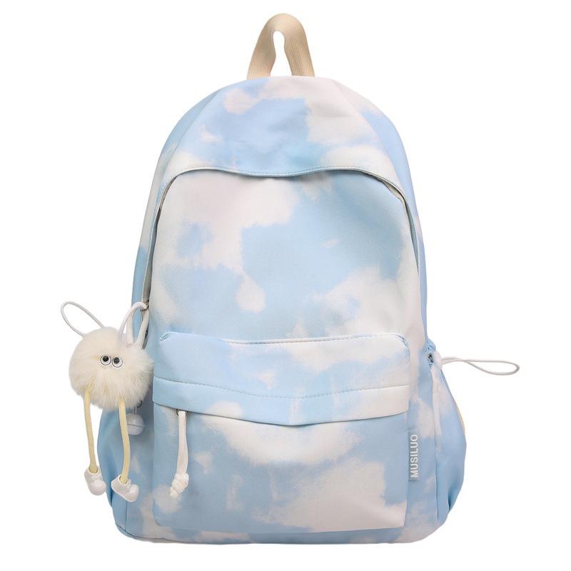 

Summer New High-Value Fresh Tie-Dye Backpack for Girls and Boys with Letter Design Big (28*14*40cm) синий