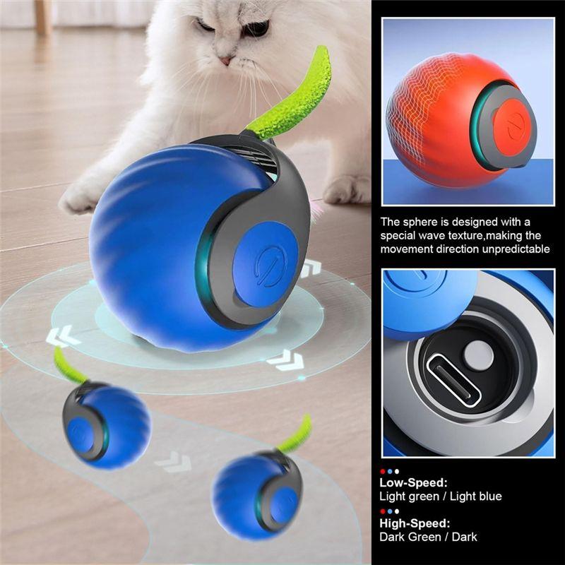Practical-Wave-Design Interactive Cat Ball Pet With For Indoor Cats For Smart Obstacle Avoidance Flexible Scrolling Blue