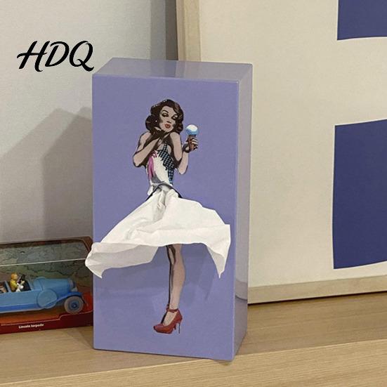 Tissue Box Holder Creative Lady Flying Skirt Design Easy Office Desk Access Square Tabletop Home Supplies Sexy Girl