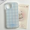 INS Korean Lovely Blue Check Phone Case For iPhone 16 15 14 13 12 11 Pro Max 16E 7 8 Plus X XR XS Max SE Shockproof Back Cover