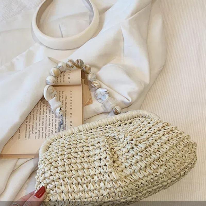 2025 Summer New Straw Weaving Crossbody Bag Fashionable and Casual Shell Bag Women's Shoulder Bag with Excellent Texture