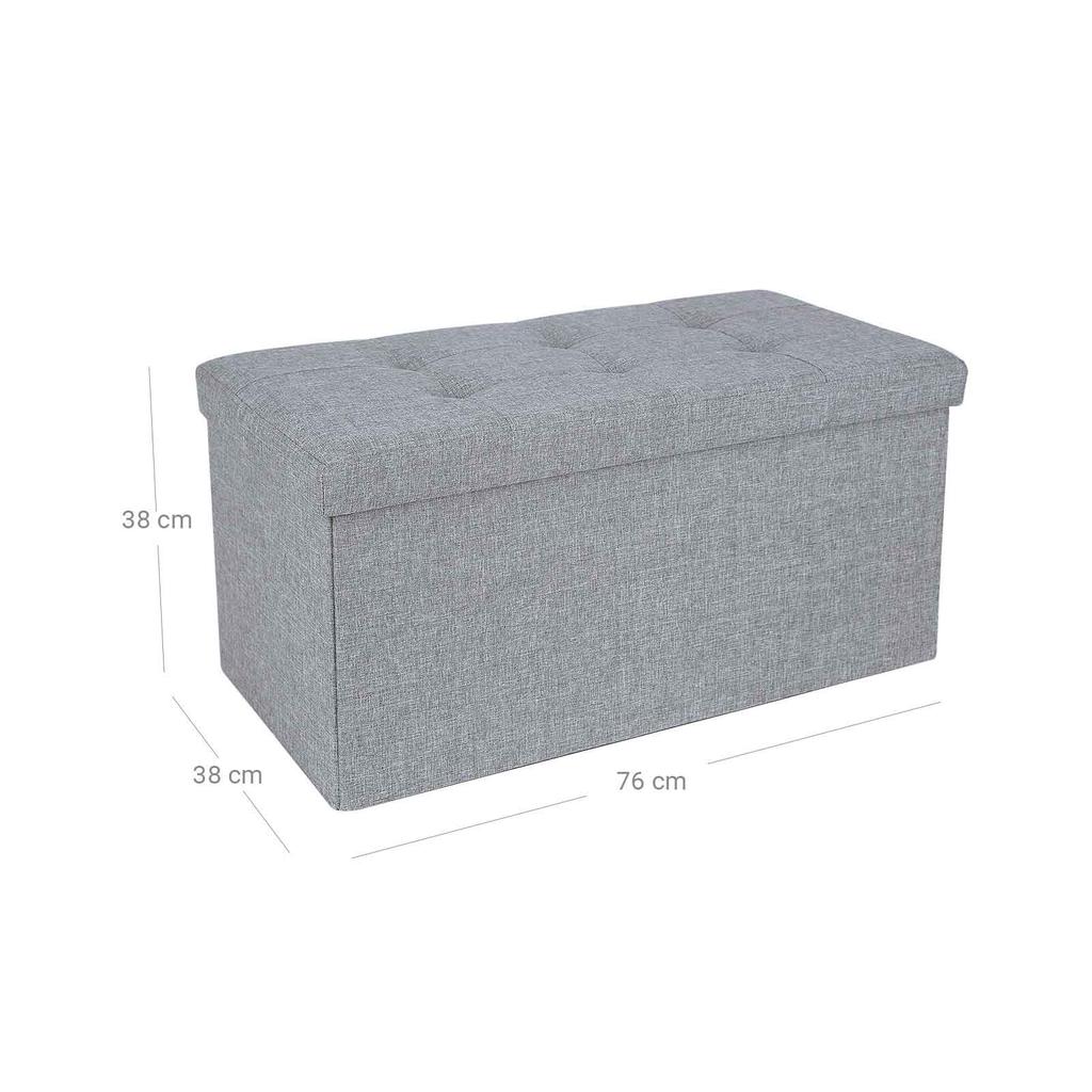 SONGMICS Ottoman Storage Chest Folding Toy Box Versatile Space-saving Light grey 76 x 38 x 38 cm Linen Fabric