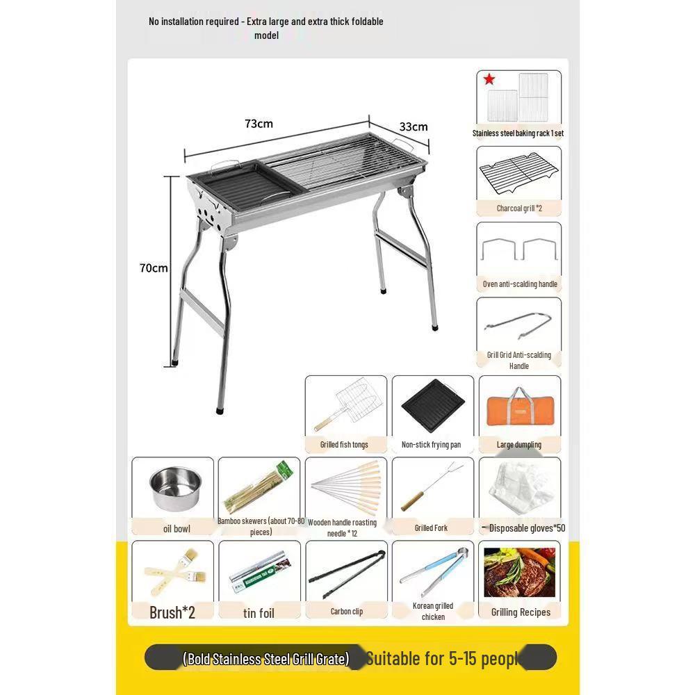 Portable Outdoor Folding Charcoal Barbecue Grill Rack