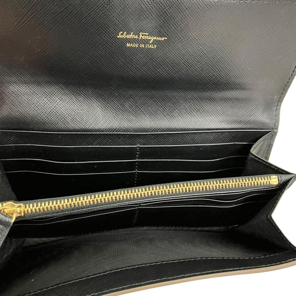 Used 186005 Current Item Salvatore Ferragamo Salvatore Ferragamo Long Wallet Black Leather Women's