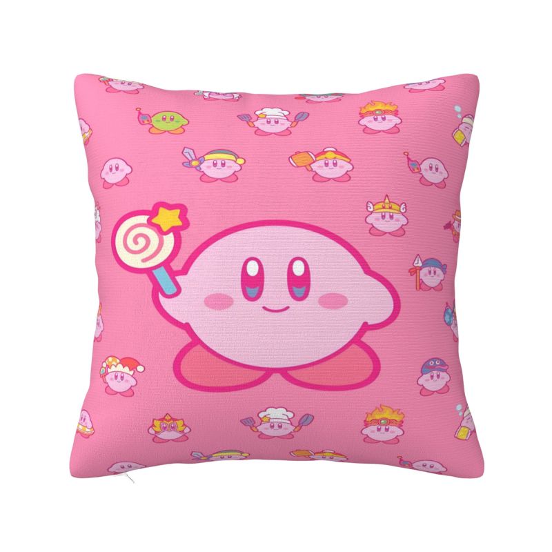 Custom Kirbys Video Game Cushion Cover Cartoom Anime Velvet Modern Pillow
