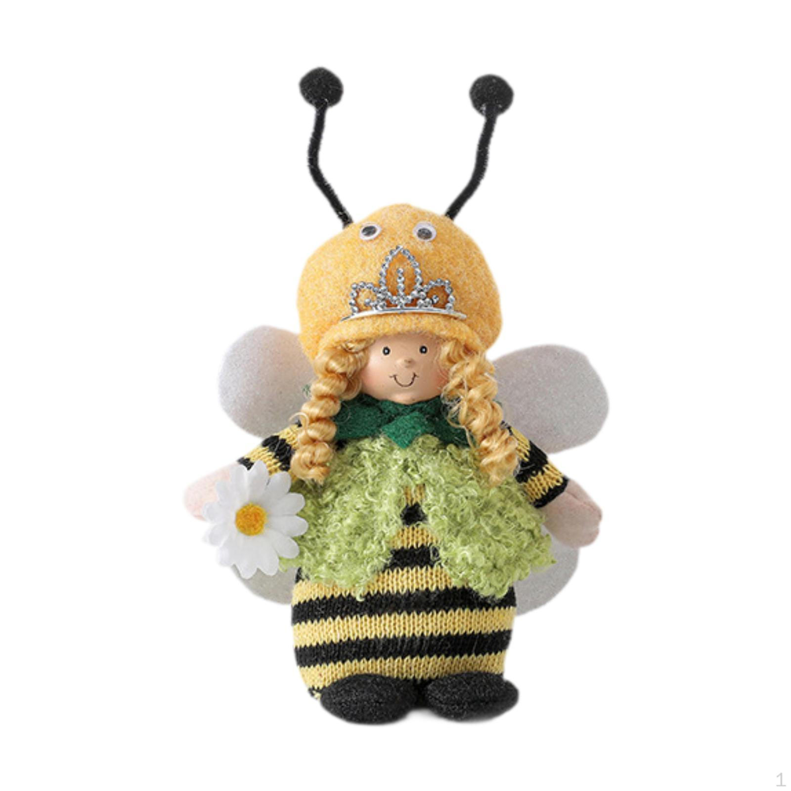 

Adorable Bee Doll Home Decor Handcrafted Knitted Figurine for Living Space With Crown