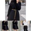 Wide Black Modern Waist Belt For Women With Unique Chain Design For Wear Versatile
