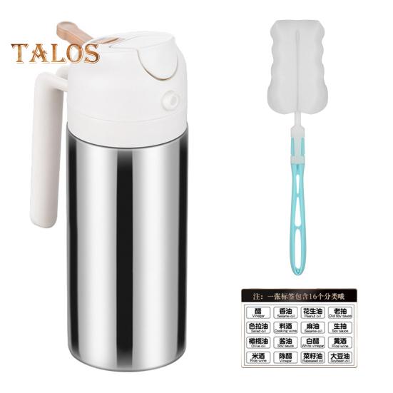 2-In-1 Stainless Steel Olive Oil Dispenser And Sprayer 360ml/430ml/500ml Food-grade Oil Mister Spray Bottle for Kitchen Cooking Air Fryer Frying BBQ