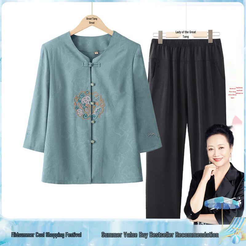 Madam Datang Elderly Women s Summer Blouse & Top Set 2XL