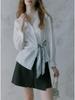 2026 Spring French Design Women's Long Sleeve Tie-Up Commuter Shirt - High-End White Top
