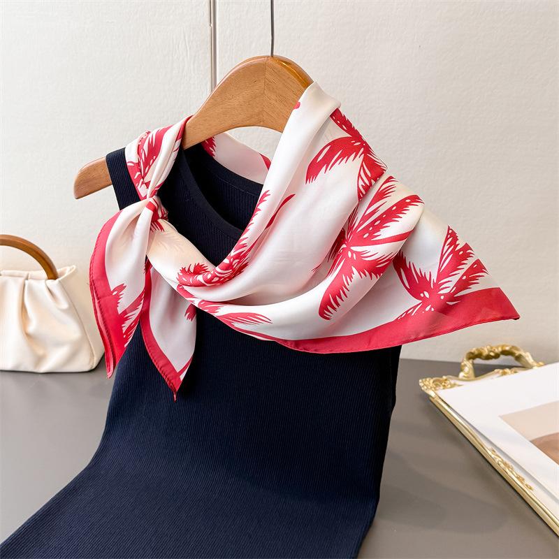 New Fashion Decoration Tree Pattern Square Scarfs Women Neck Ties Soft Hijab Headscarf Foulard Bandana Female Head Scarves