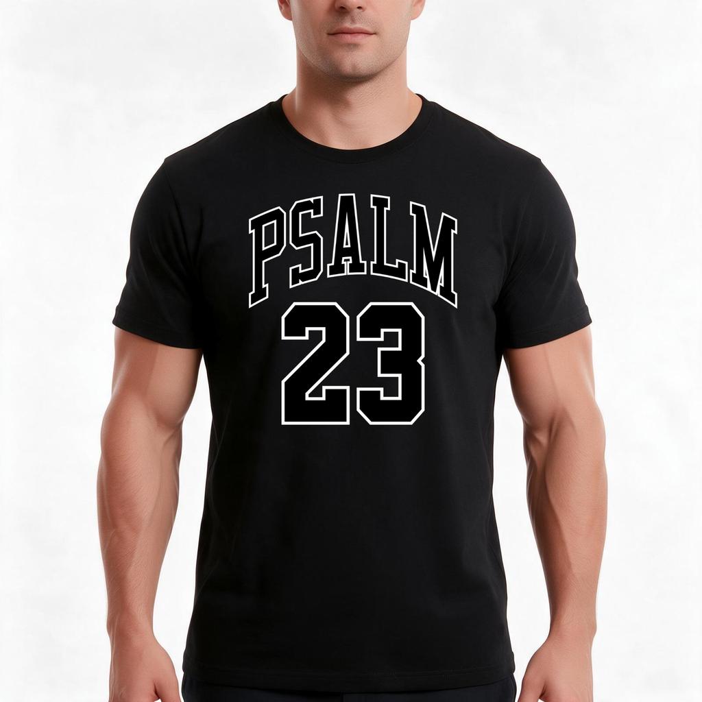 Inspired Red Psalm 23 Verse Tshirt Summer Casual Cotton Tee Oversized Streetwear Tops Vintage Graphic Print 100 Cotton