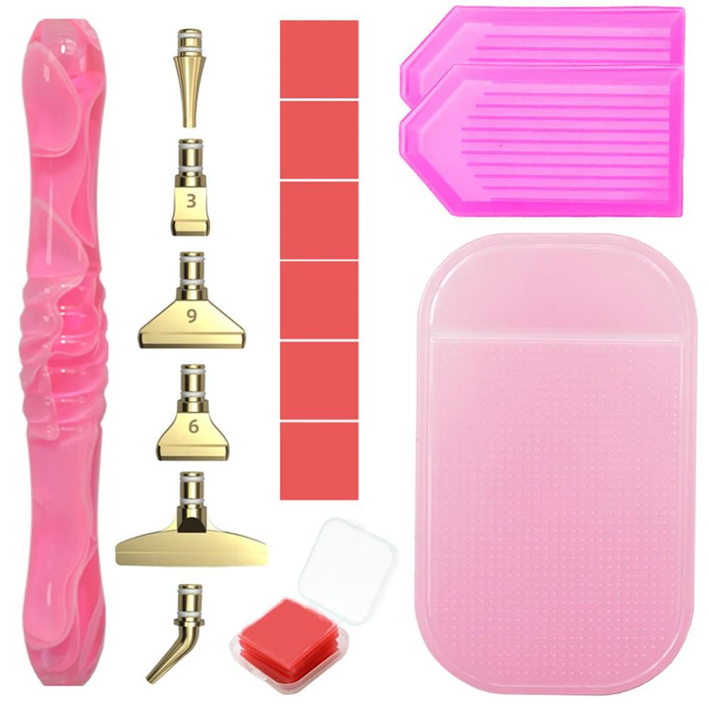5D Resin Diamond Painting Pen Alloy Replacement Pen Heads Multi Placers Point Drill Pens Diamond Painting Mat Glue Clay Tray Set