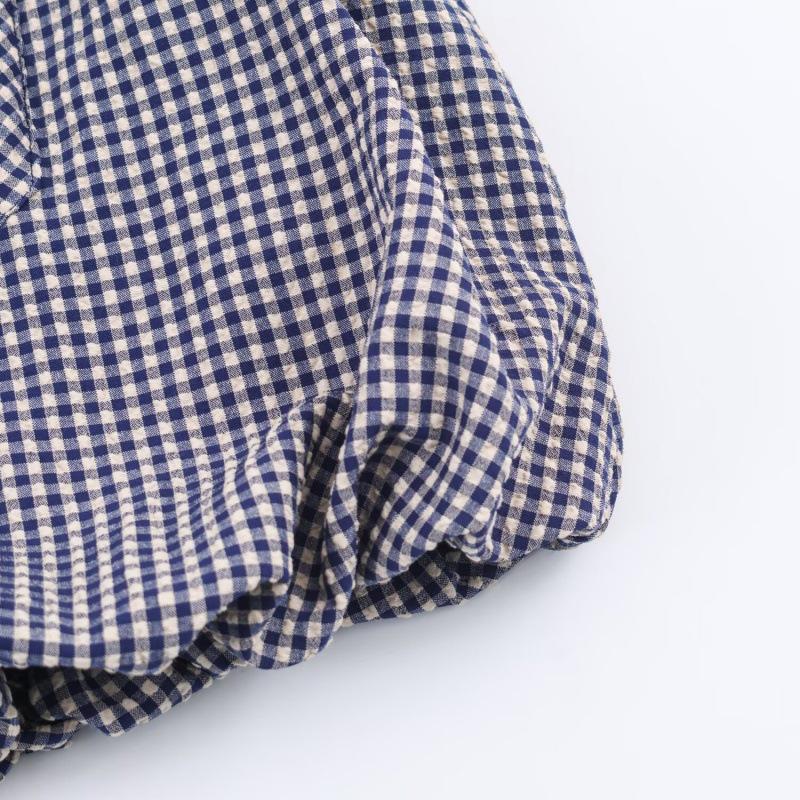Camisa a Cuadros con Mangas Abullonadas Estilo Universitario para Mujer Otoño 2025