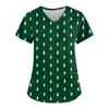 Women's Fashion Christmas Printed Short Sleeve V-Neck Top Small Pocket Work T-Shirt