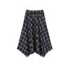 Xiangying Irregular Plaid Wool Blend A-line Skirt