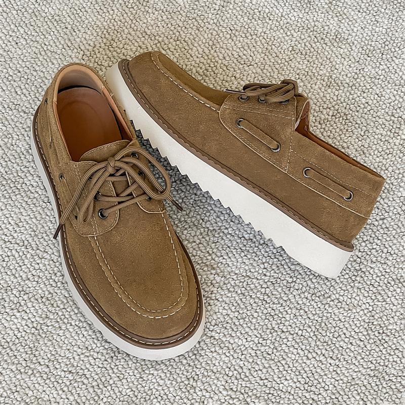 Fashion Suede Leather Mens Shoes Comfortable Casual Skateboard Shoes Solid Leisure Sneakers Lightweight Walking Shoes Man Dress Footwear