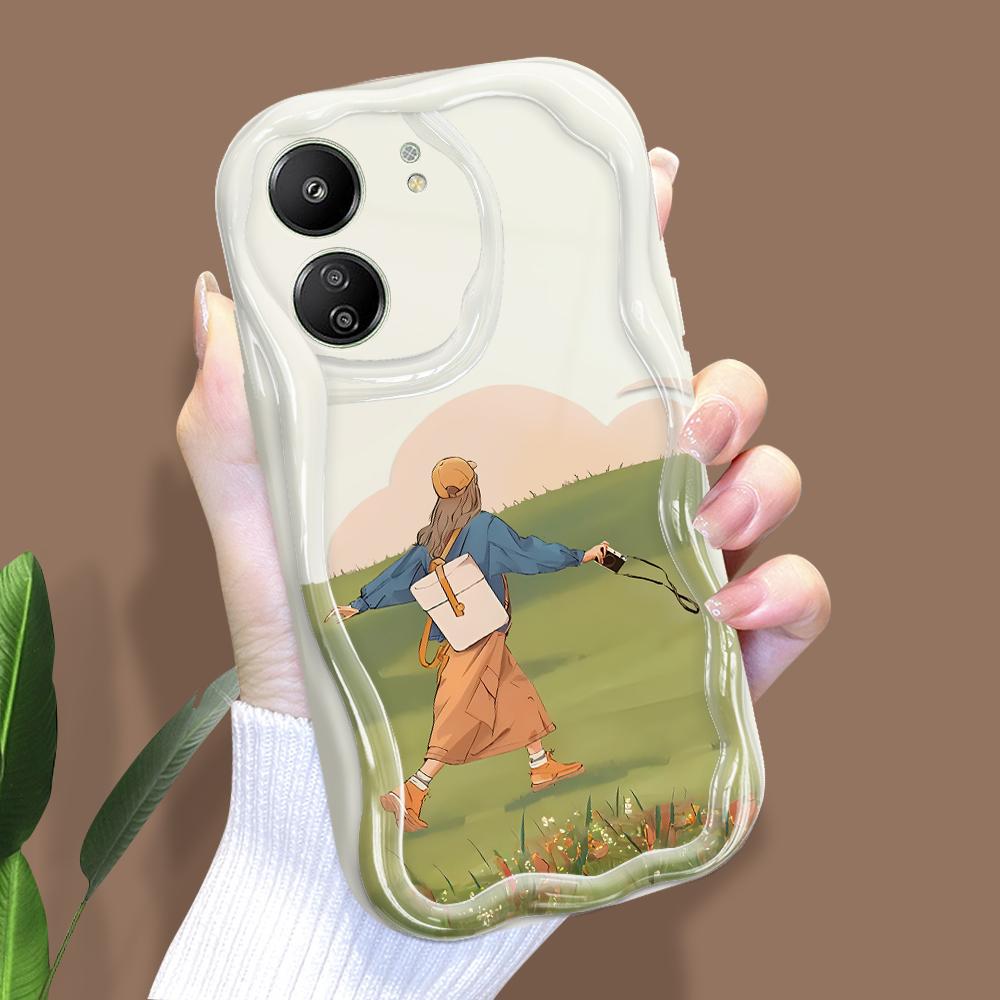 

Милый мультяшный узор, кремовая текстура, мягкий силиконовый чехол с волнистыми краями, чехол для телефона Xiaomi Redmi Redmi K40S белый