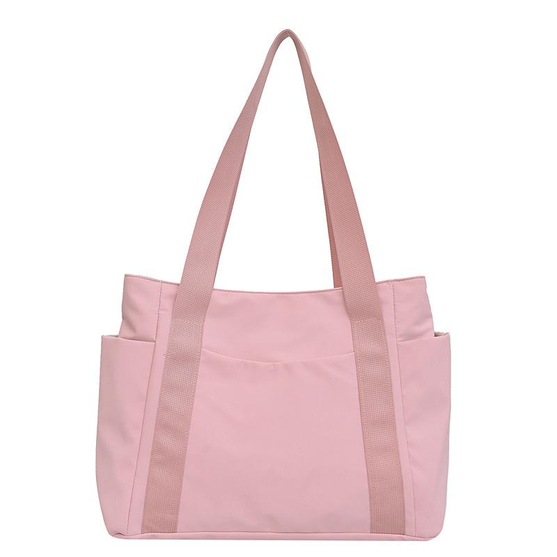 2023 Women's Japanese Solid Color Tote & Shoulder Canvas Handbag - Casual, Simple Mommy Outing Bag