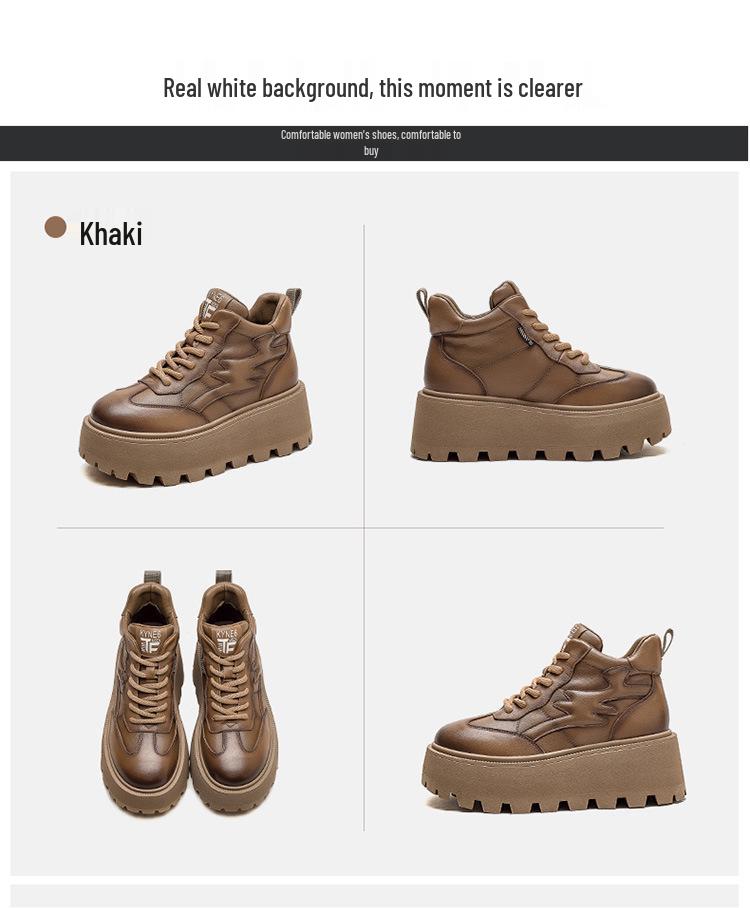 Damen Retro High-Top Schuhe mit Fleecefutter, dicker Sohle und Schnürung