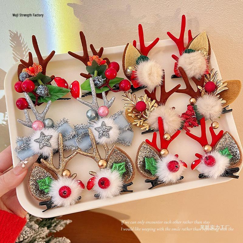 Mori Style Reindeer Antler Ears Christmas Hair Clip - Cute Kids' Hairpin Accessory