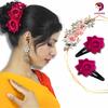 LYF5STAR Handmade Artificial Dark Pink Rose Flower Tiktok Hairpin | Bridal Hair Accessories | Artificial Dark Pink Rose Hair pin | Stylish and Eleg