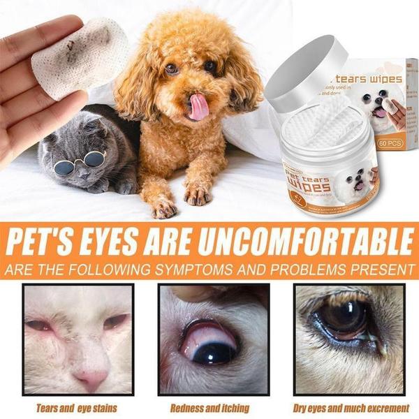 60Pcs Pet Eye Wipes Cat Dog Eye Cleaner Tear Stain Remover Wipes Eye Cleaner