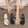 Bow-tie cool slippers women's outer wear summer new toe flat bottom fashion sandals