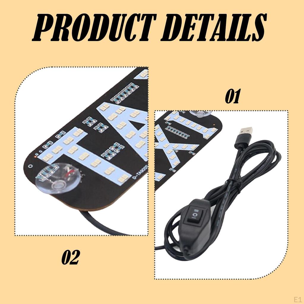 Taxi Light Sign Decor High Accessories Practical Durability -6V 2 Color Changeable USB