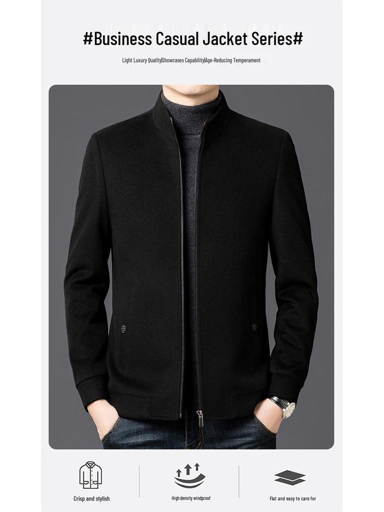 Hengyuanxiang Men's 100% Wool Double-Sided Short Coat - 2025 Autumn/Winter Edition